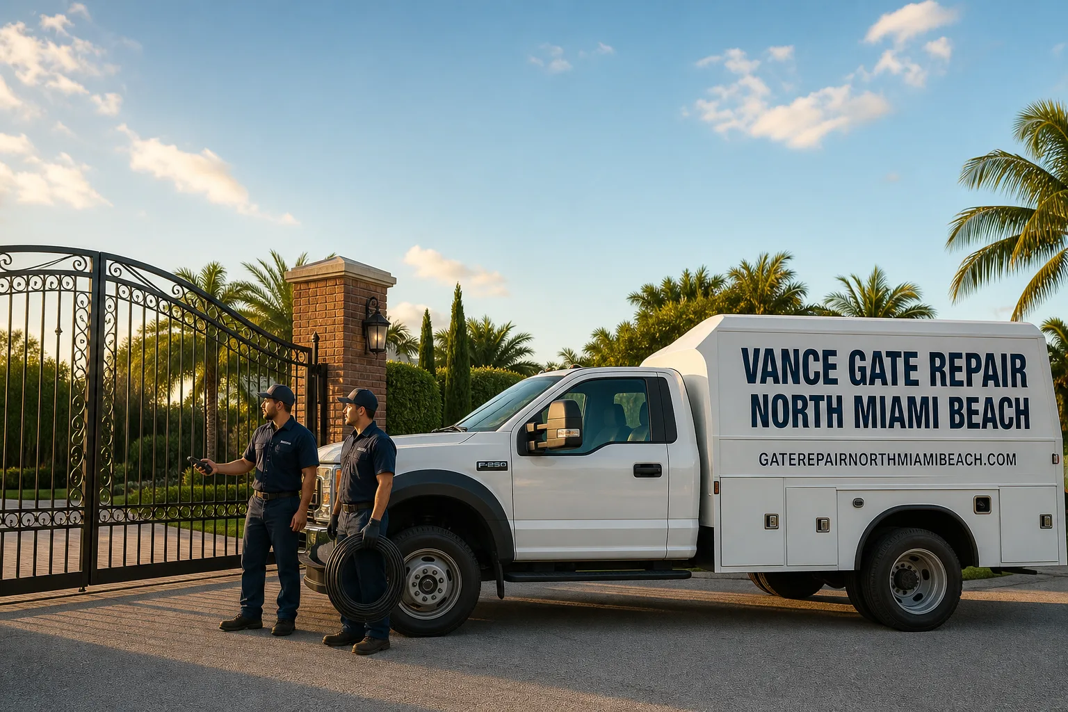 Vance Gate Repair North Miami Beach gate repair service vehicle and crew in North Miami Beach, FL